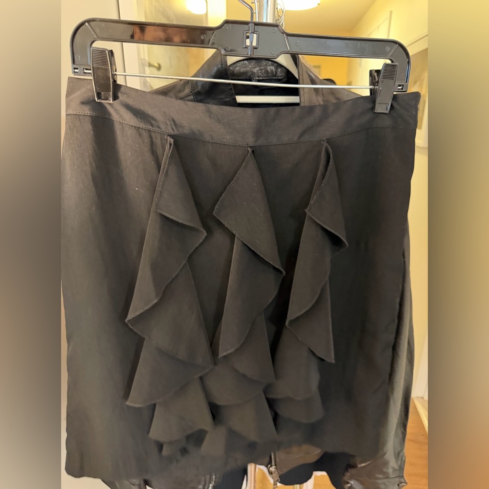 Banana Republic Black Pencil Skirt with Front Ruffle Detail